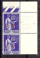 FRANCE TIMBRE DE FRANCHISE - TYPE PAIX 65c   VARIETE SANS POINT APRES F DANS PAIRE VERT. BDF NEUF ** LUXE - Military Postage Stamps