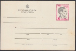 1980-EP-15 CUBA 1980. Ed.127. TARJETA ENTERO POSTAL. POSTAL STATIONERY. JULIO ANTONIO MELLA. ERROR DOBLE IMPRESIÓN ROSA. - Lettres & Documents