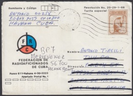 1989-EP-4 CUBA 1989. POSTAL STATIONERY. ENTERO ESPECIAL PREFRANQUEADO. FED. RADIOAFICIONADOS A COSTA DE MARFIL. RADIO. Y - Briefe U. Dokumente