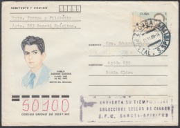 1989-EP-41 CUBA 1989. Ed.208g. POSTAL STATIONERY. MARTIRES DEL MONCADA. PABLO AGÜERO. ZONA POSTAL. SANCTI SPIRITUS. USED - Briefe U. Dokumente