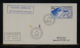 TAAF FRENCH SOUTHERN & ANTARCTIC LANDS 1993 TERRE ADELIE RAYONNEMENT COSMIQUE COVER Petrel Bleu Birds - Research Stations
