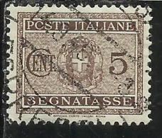 ITALIA REGNO ITALY KINGDOM 1934 SEGNATASSE TAXES DUE TASSE STEMMA CON FASCI COAT OF ARMS CENT. 5 USATO USED - Postage Due