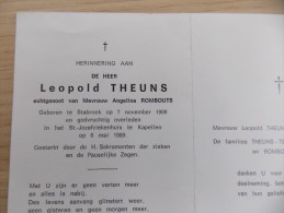 Doodsprentje Leopold Theuns Stabroek 7/11/1909 Kapellen 6/5/1989 ( Angelina Rombouts ) - Religion & Esotericism