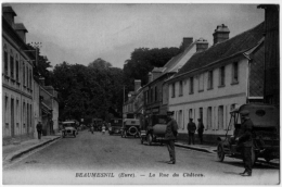 Beaumesnil Eure Café Restaurant Automobiles Animation 1910 état Superbe - Beaumesnil