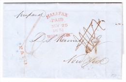 Brief Ohne Marke 25.11.1851 Halifax Nava Scotia Nach New-York - …-1845 Prephilately