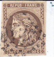 France  Bordeaux N 47, 30 C Brun Oblitéré, Bel Exemplaire - 1870 Bordeaux Printing