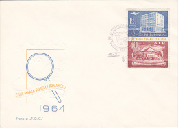 11964- ROMANIAN STAMP'S DAY, BULL'S HEAD ISSUES, EMBOISED COVER FDC, 1964, ROMANIA - FDC