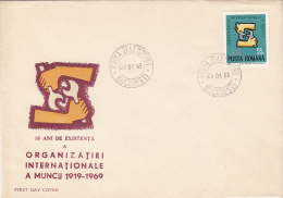 11968- LABOUR INTERNATIONAL ORGANIZATION, COVER FDC, 1969, ROMANIA - FDC