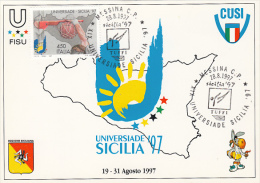 12174- SICILY UNIVERSITY GAMES, DIVING, MAXIMUM CARD, 1997, ITALY - Buceo