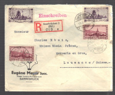 SARRE 1931 N° 113 X 2 & 116 X 2 Obl. S/Lettre Recommandée Pour La Suisse - Cartas & Documentos