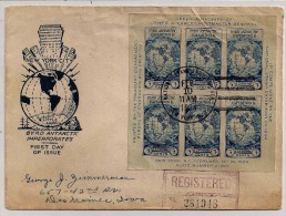 USA, 1934, New York, National Exhibition Issue, Byrd Antarctic Imperforates, Block Of 6 On Registered Letter, 10-2-34 - 1851-1940