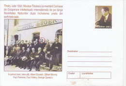 12071- ALBERT EINSTEIN, SCIENTIST, NICOLAE TITULESCU, COVER STATIONERY, 2002, ROMANIA - Albert Einstein