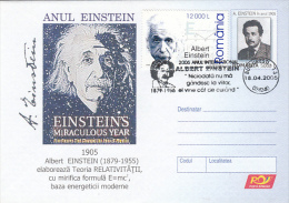 12073- ALBERT EINSTEIN, SCIENTIST, COVER STATIONERY, 2005, ROMANIA - Albert Einstein