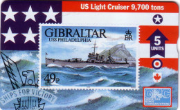 GIBRALTAR PRIVEE WARSHIP BATEAU GUERRE USS PHILADELPHIA  WORLD WAR II 5U NEUVE MINT - Stamps & Coins