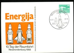 DAY OF SPACE TRAVEL 1988  East German STO Postal Card PP18 C2/017  Cat. 4,00 € - Other & Unclassified