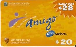 TARJETA DE ARGENTINA DE CTI MOVIL DE AMIGO DE $20  HABLA POR $28 - Argentine