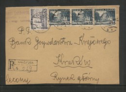 POLAND 1938 REGISTERED LETTER PIECE KANCZUGA TO KRAKOW MIXED FRANKING 2 X 25GR + 5GR CZESTOCHOWA - Lettres & Documents