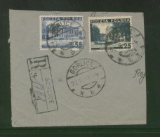 POLAND 1938 REGISTERED LETTER PIECE GORLICE MIXED FRANKING 55GR + 25GR - Covers & Documents