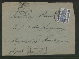 POLAND 1938 REGISTERED LETTER PIECE JAWORZNO TO KRAKOW 55GR FRANKING - Cartas & Documentos
