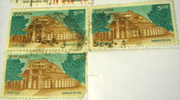 India 1994 Sanchi Stupa 5.00r X3 - Used - Used Stamps