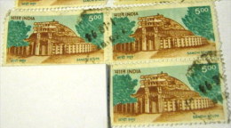 India 1994 Sanchi Stupa 5.00r X3 - Used - Used Stamps