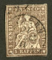 5208 Swiss 1858   Scott #36 (o)  Mi.#13 II  (cat. 20.€) Offers Welcome!- - Unused Stamps