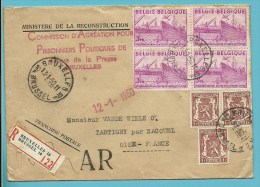 715+770 Op Aangetekend Portvrije Brief Met AR , Met Stempel BRUXELLES 10 Naar BACOUEL (France) - 1948 Export