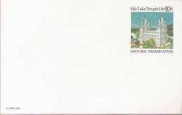 US Scott UX83, 10-cent Post Card, Salt Lake Temple, Salt Lake City, Utah, Historic Preservation, Mint - 1961-80