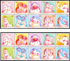 2015 Greeting Stamps-Best Wishes Rabbit Squirrel Dog Bear Elephant Cats Deer Sheep Zebra Giraffe - Giraffes