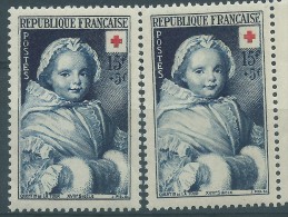 [04] Variété : N° 915 Croix-rouge 1951 Bleu-vert Au Lieu De Bleu +  Normal  ** - Ongebruikt