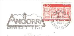 CACHET OBLITERATION FLAMME ANDORRA  LA VELLA ENVELOPPE 16X11 - Storia Postale