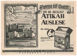 Original Werbung - 1928 - ATIKAH Zigaretten , Auslese , Zigarettenfabrik Delta In Dresden !!! - Andere & Zonder Classificatie