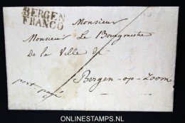 Belgium: Complete Letter Bergen / Mons, Henegouwen To Bergen Op Zoom Holland, Bergen Franco In Black - 1815-1830 (Periodo Olandese)