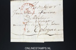 Belgium: Complete Letter Brussles To Cologne, Cöln, Brussel In Red And Round N2 Cancel In Black - 1815-1830 (Hollandse Tijd)