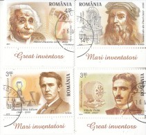 ROMANIA : Set Of 4 Used Stamps GREAT INVENTORS - Envoi Enregistre! Registered Shipping! - Used Stamps
