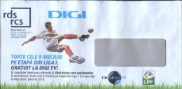 Romania - Envelope Advertising With Football - Free Digi TV Broadcasts Premier League - Brieven En Documenten