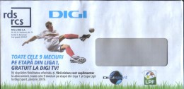 Romania - Envelope Advertising With Football - Free Digi TV Broadcasts Premier League - Storia Postale