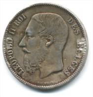BELGIO 5 FRANCS 1873 LEOPOLDO II  GRANDE MONETA ARGENTO - 5 Francs