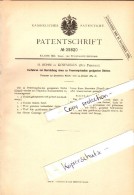 Original Patent - H. Böhm In Kowahlen / Kowale Oleckie I. Ostpreussen , 1884 , Feuerfester Stein , Ziegelei , Olecko !!! - Ostpreussen