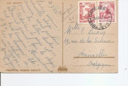 Yougoslavie ( Carte Postale De 1952 Vers La Belgique à Voir) - Cartas & Documentos