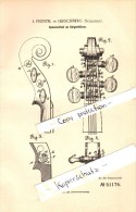 Original Patent - J. Prenzel In Hirschberg / Jelenia Góra , 1889 , Spannwirbel An Geigen , Geige , Violine , Musikalien - Instrumentos De Música