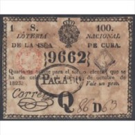LOT-5- Cuba España Spain. Billete De Loteria. Lottery Ticket. 1823. Sorteo 100 - Cuba