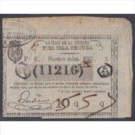 LOT-66 Cuba España Spain. Billete De Loteria. Lottery Ticket. 1870. Sorteo 833 - Cuba