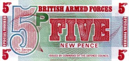 NEUF : BILLET DE 5 NEW PENCE - BRITISH ARMED FORCES - 1972 - Fuerzas Armadas Británicas & Recibos Especiales