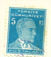 TURKEY  -  1931 To 1954  Kemal Attaturk Definitive  5k  Used As Scan - Oblitérés