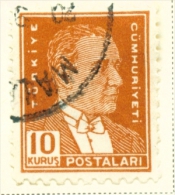TURKEY  -  1931 To 1954  Kemal Attaturk Definitive  10k  Used As Scan - Used Stamps