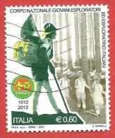 ITALIA REPUBBLICA USATO - 2012 - 100º Anniversario Corpo Nazionale Giovani Esploratori  Italiani - € 0,60 - S. 3349 - 2011-20: Used