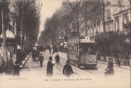 CPA NICE- RAILWAY STATION AVENUE, TRAM, TRAMWAY, VINTAGE SCENE - Ferrovie – Stazione