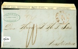 VOORLOPER * HANDGESCHREVEN BRIEF Uit 1851 * Van ROTTERDAM Naar AMSTERDAM * FIRMASTEMPEL  (9630) - ...-1852 Voorlopers