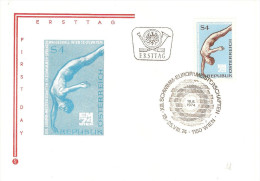 SWIMMING DIVING WATER POLO EUROPEAN CHAMPIONSHIPS WIEN 1974 AUSTRIA FDC - Buceo